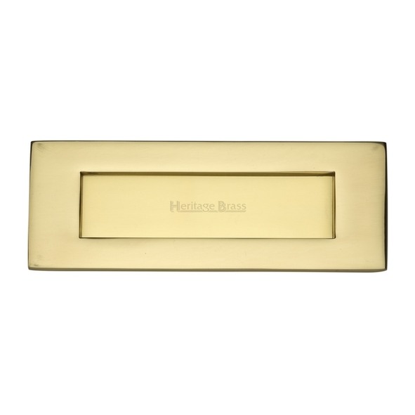 V850 203-PB • 203 x 076mm • Polished Brass • Victorian Sprung Flap Letter Plate